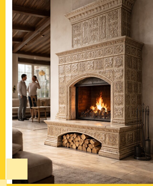 Купить изразцовый камин в Альметьевске от 259500 р. | ЭриданЛьм