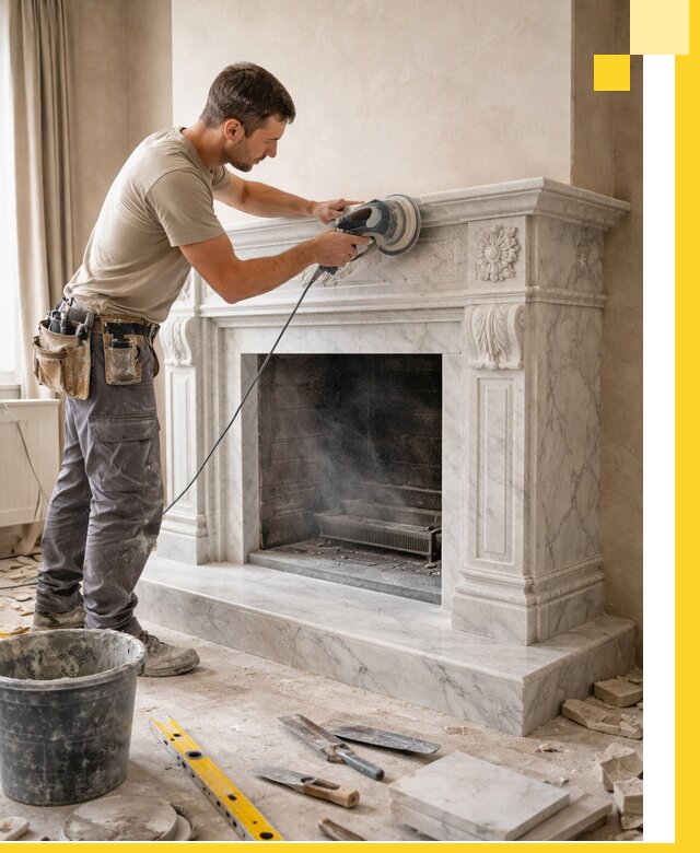 Изготовление и установка мраморных каминов в Альметьевске под ключ