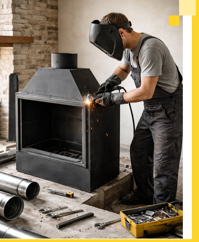 Продажа и установка металлических каминов в Альметьевске под ключ