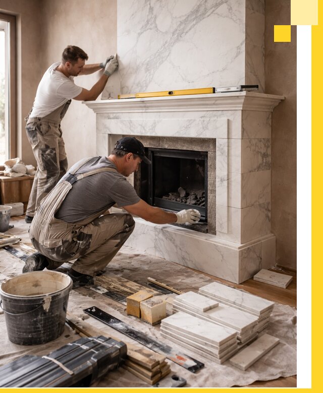 Отделка каминов в Альметьевске качественные облицовочные работы