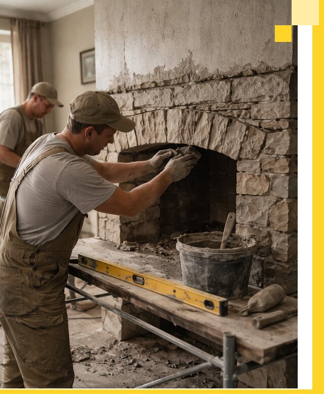 Изготовление каминов под ключ в Альметьевске, монтаж и отделка