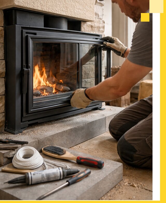 Производство, монтаж и доставка каминов со стеклом в Альметьевске