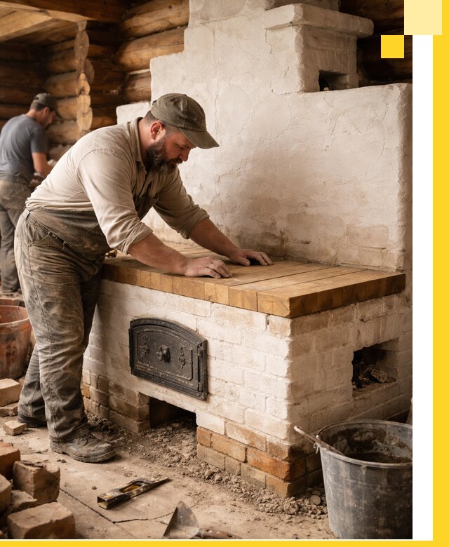 Проектирование и установка русской печи с лежанкой в Альметьевске