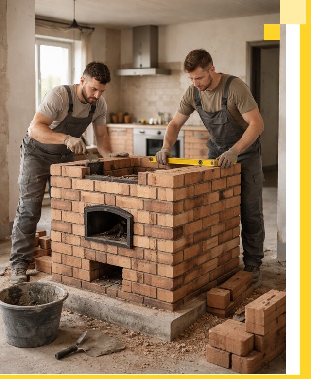 Установка и монтаж печей в частном доме в Альметьевске под ключ