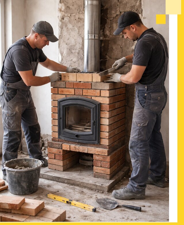 Монтаж печи камина под ключ в Альметьевске с гарантией и пусконаладкой