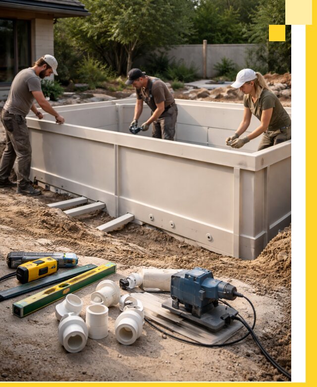 Установка полипропиленовых бассейнов под ключ в Альметьевске