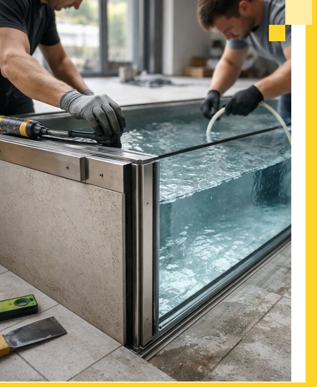 Проектирование и монтаж стеклянных бассейнов в Альметьевске