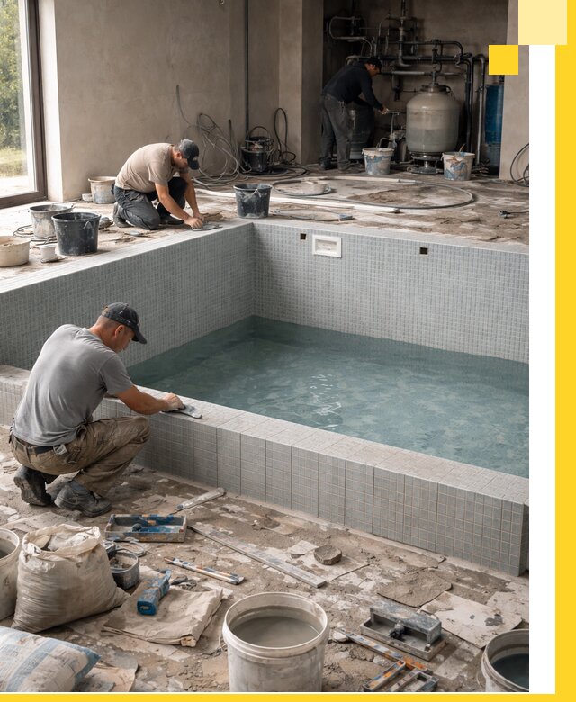 Строительство и монтаж бассейнов в помещении в Альметьевске