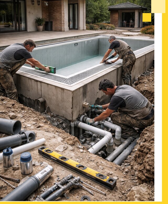 Строительство переливных бассейнов в Альметьевске под ключ