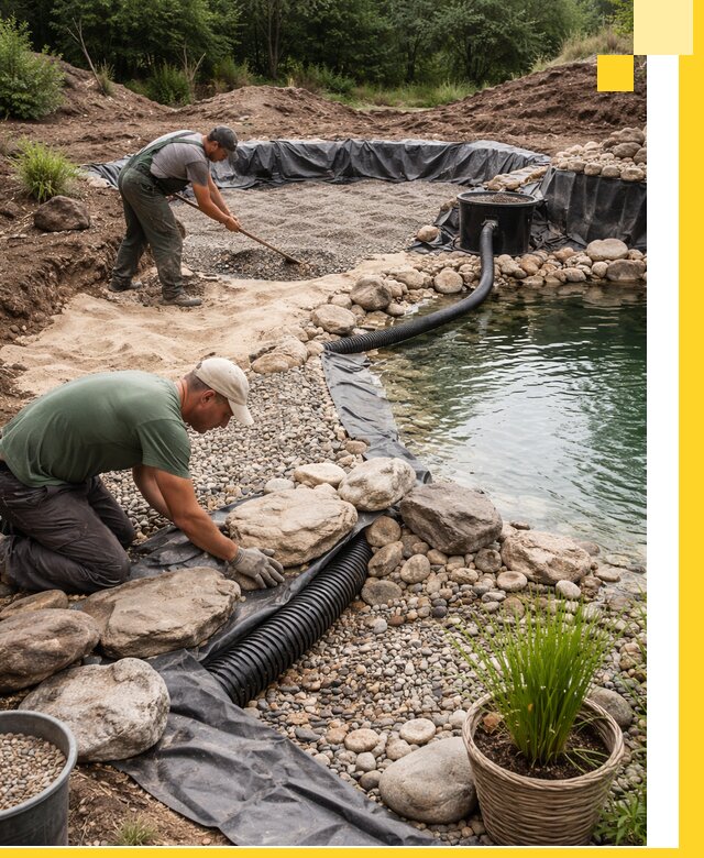 Строительство природных бассейнов и озер в Альметьевске под ключ