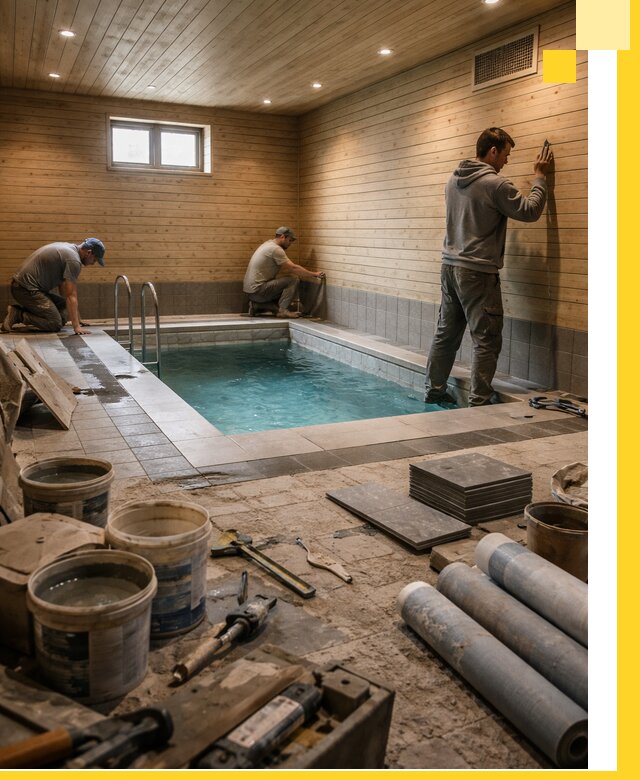 Строительство бани с бассейном и сауной под ключ в Альметьевске