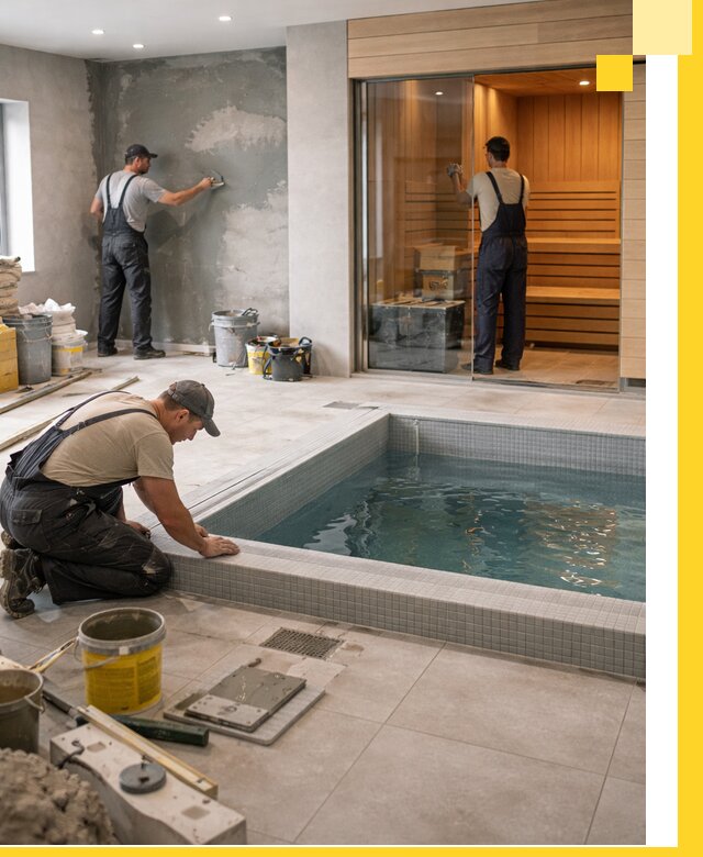 Проектирование и строительство сауны с бассейном в Альметьевске