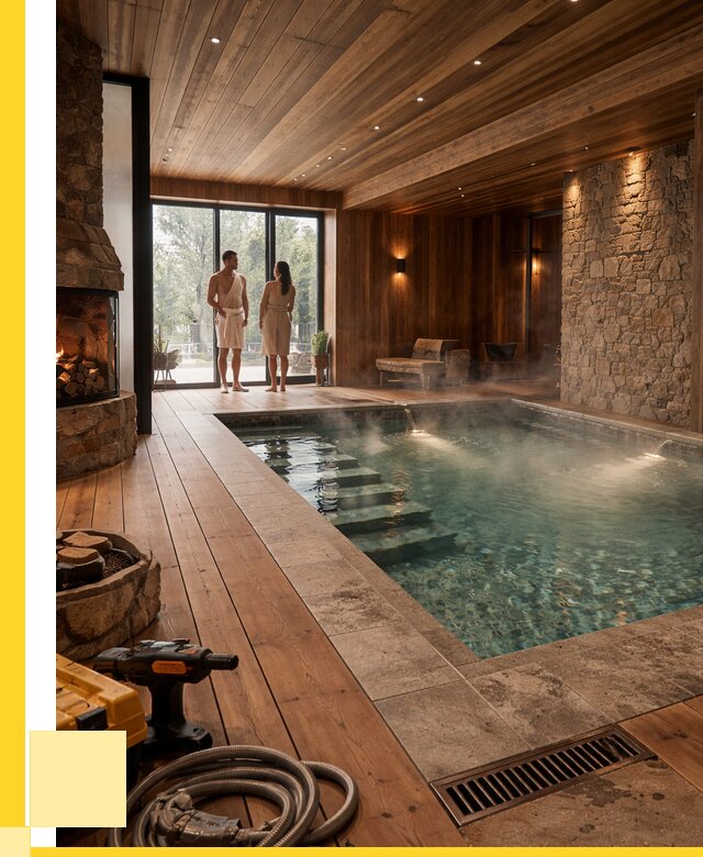 Проекты бань с бассейном под ключ в Альметьевске от 77850 р., ЭриданЛьм