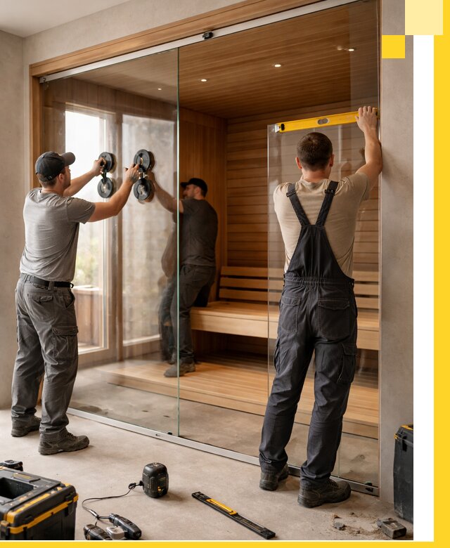 Производство и монтаж стеклянных саун под ключ в Альметьевске