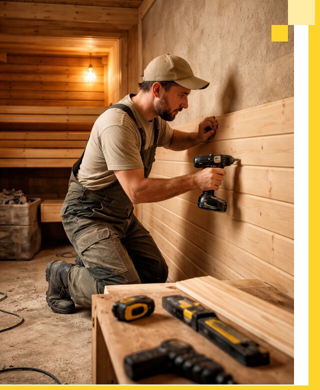 Профессиональная внутренняя отделка бани в Альметьевске под ключ