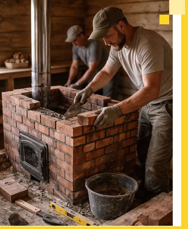 Кирпичные печи для бани под ключ в Альметьевске, проект и монтаж