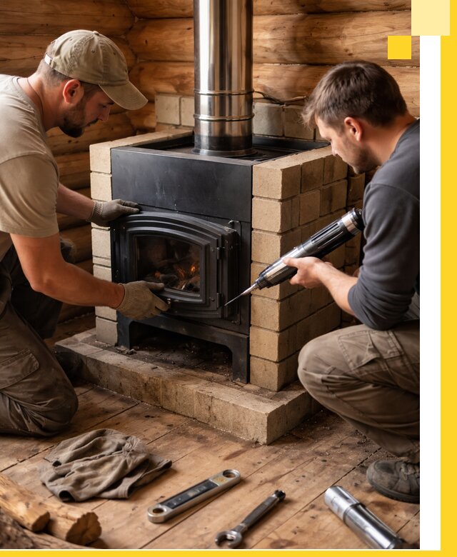 Монтаж и установка печи в бане под ключ с гарантией в Альметьевске