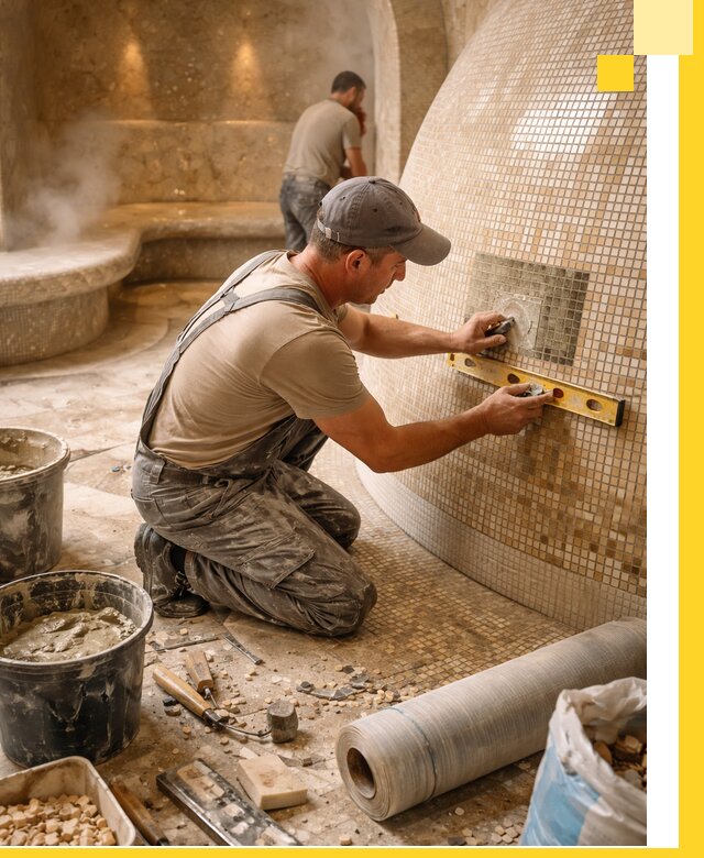 Хамам под ключ в Альметьевске: проектирование, строительство, отделка