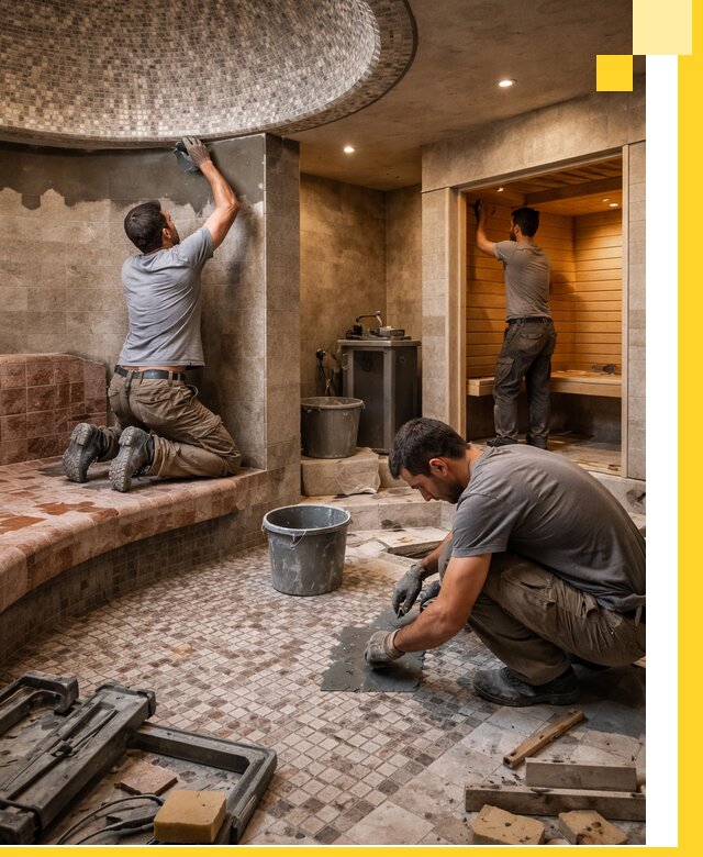 Проект и строительство хамама бани и сауны под ключ в Альметьевске