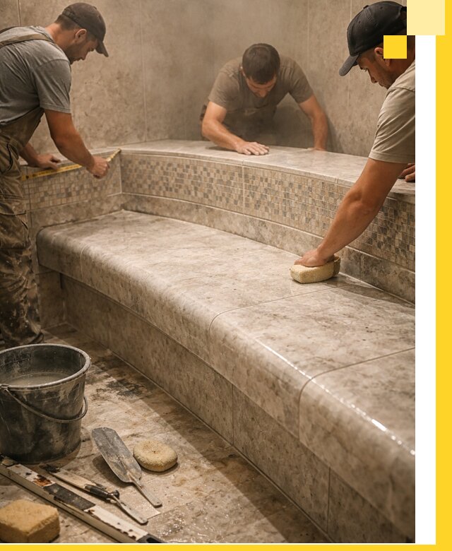 Изготовление и установка сидений для хамама в Альметьевске